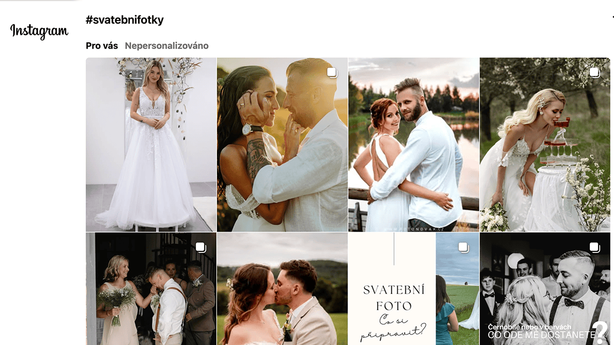 Printscreen z Instagramu - inspirace na svatební fotografie tipy pod hashtagem #svatebnifoto